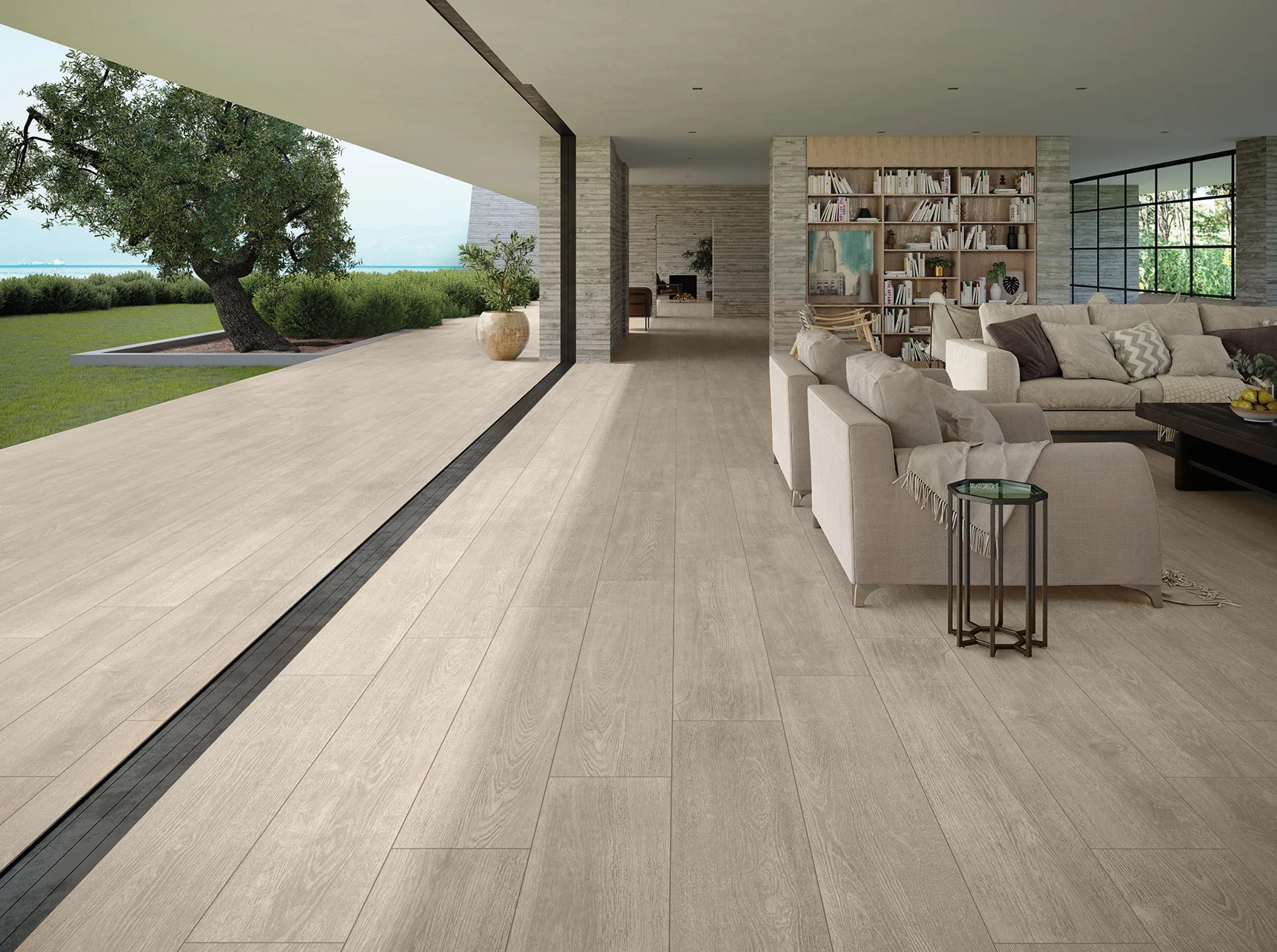 Porcelanato Larix Gris RC Slip-Stop 23cm x 120cm