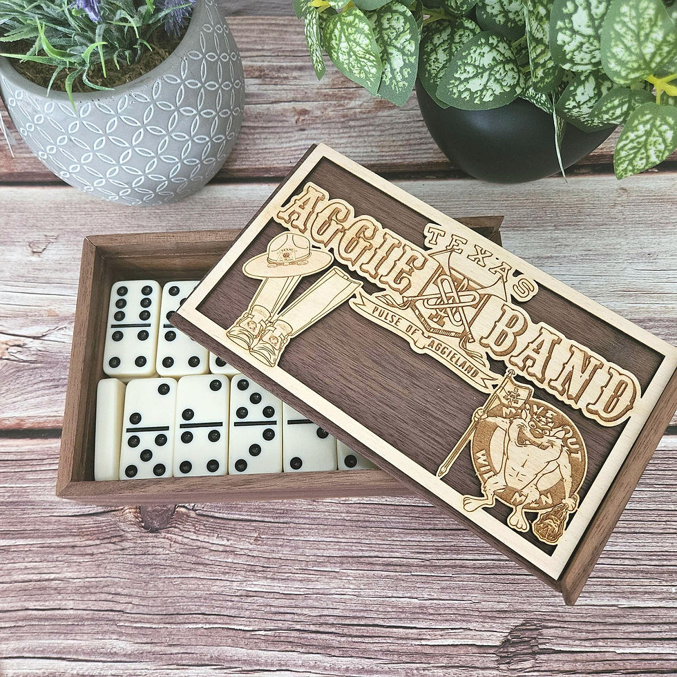 Thumbnail: Aggie Band Custom Walnut Dominoes Storage Box with Dominoes -Officially Licensed