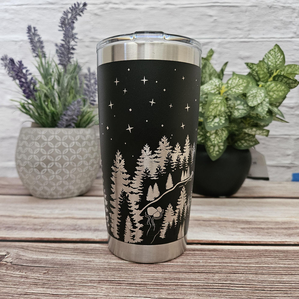Thumbnail: 20 oz Bigfoot UFO & Mountains Yeti Laser Engraved Tumbler