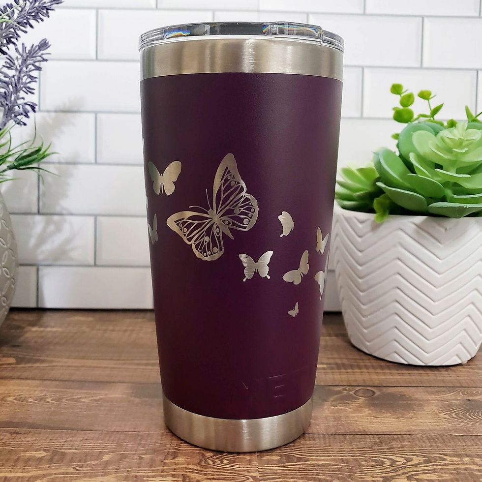 Thumbnail: Butterflies in Flight 360 Wrap Engraved Yeti,  Personalized tumbler