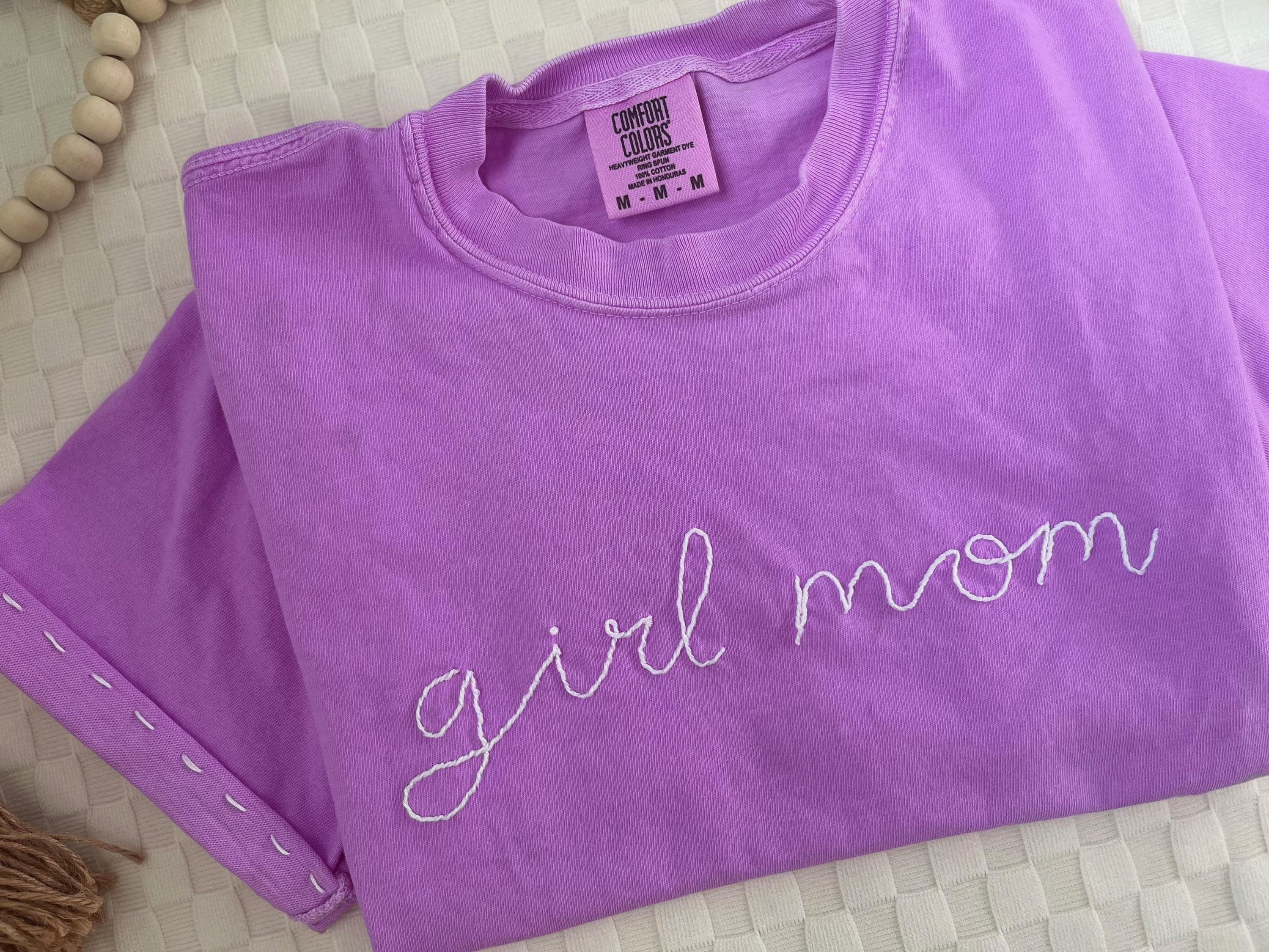 Girl Mom Hand-Embroidered T-Shirt
