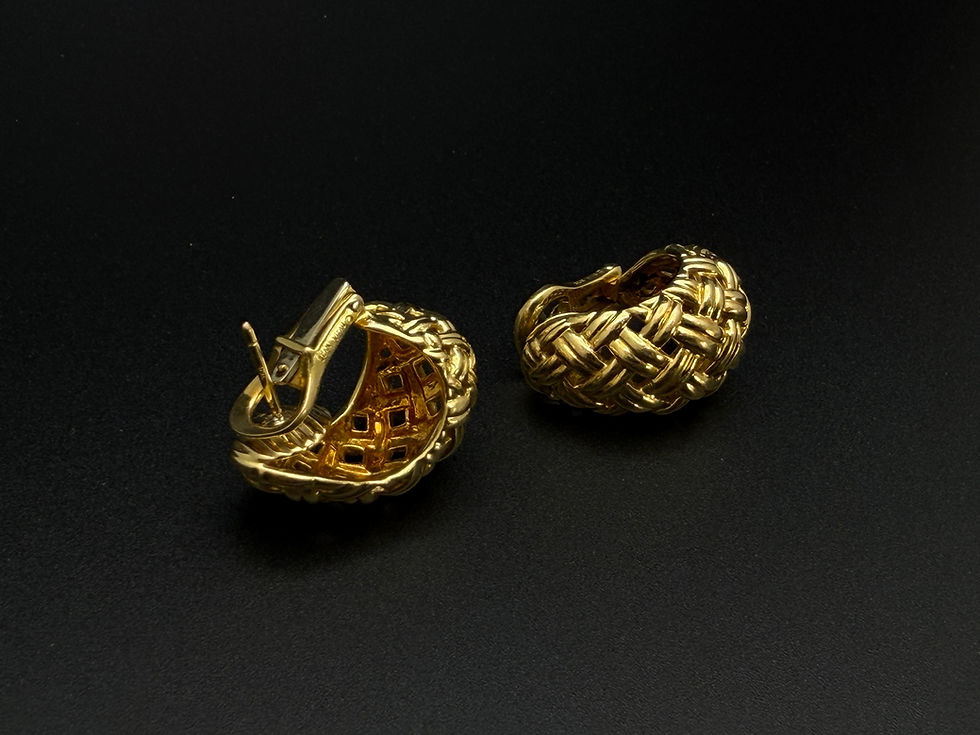Thumbnail: Jean Vitau 18K Yellow Gold Woven Lever Back Earrings