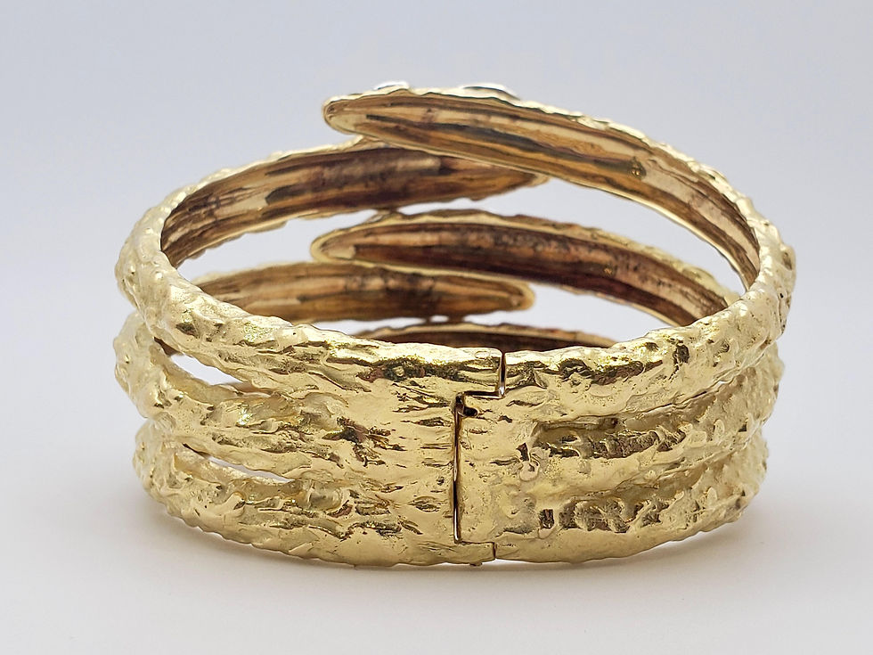 Thumbnail: 18K Yellow White Gold Snake Claw Cuff Bracelet Two Tone