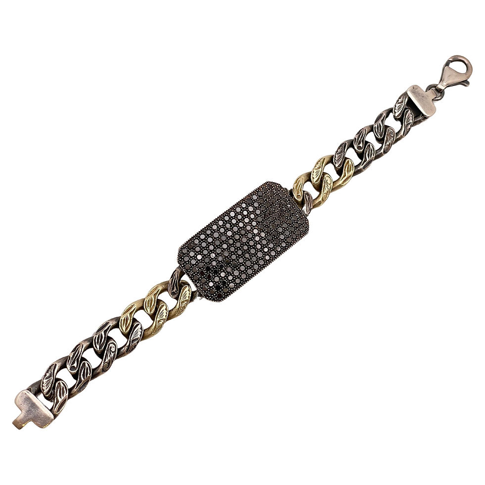 Thumbnail: ZDNY 5 CT Black Diamond 14K Yellow Gold Silver Two Tone Gothic Bracelet