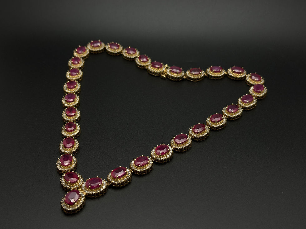 Thumbnail: IGI Certified 60.14 CT Ruby 8.33 CT Diamond 14K Yellow Gold Necklace