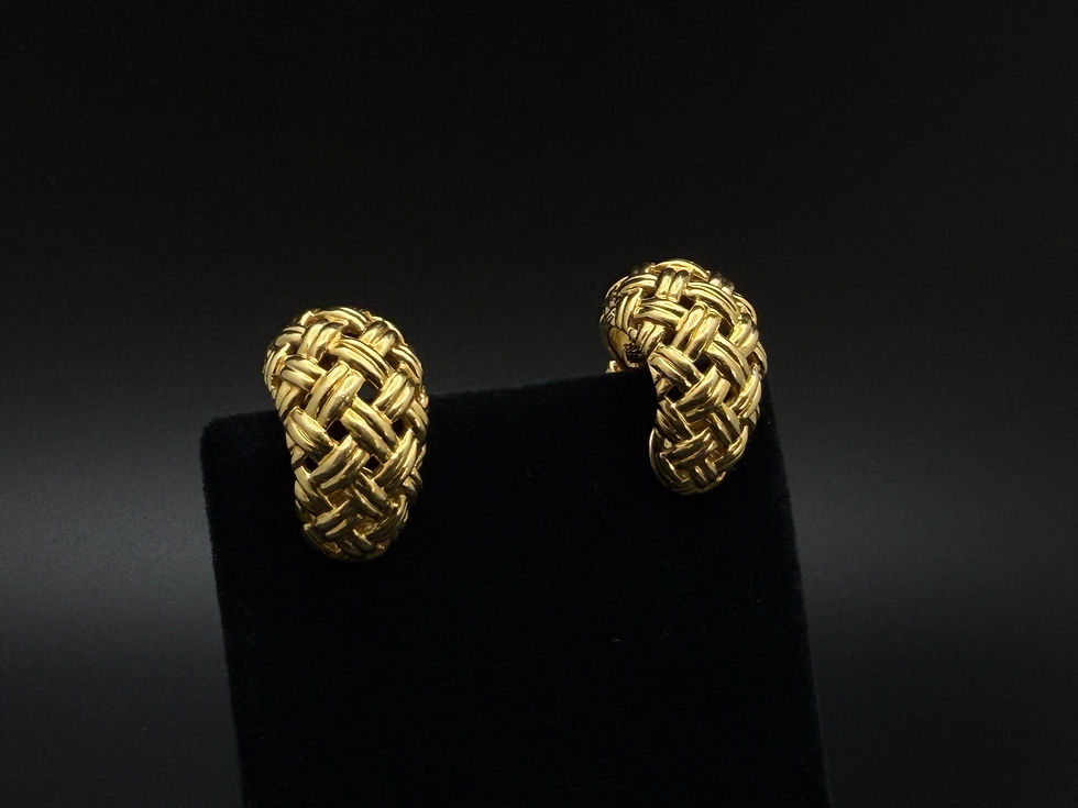 Thumbnail: Jean Vitau 18K Yellow Gold Woven Lever Back Earrings