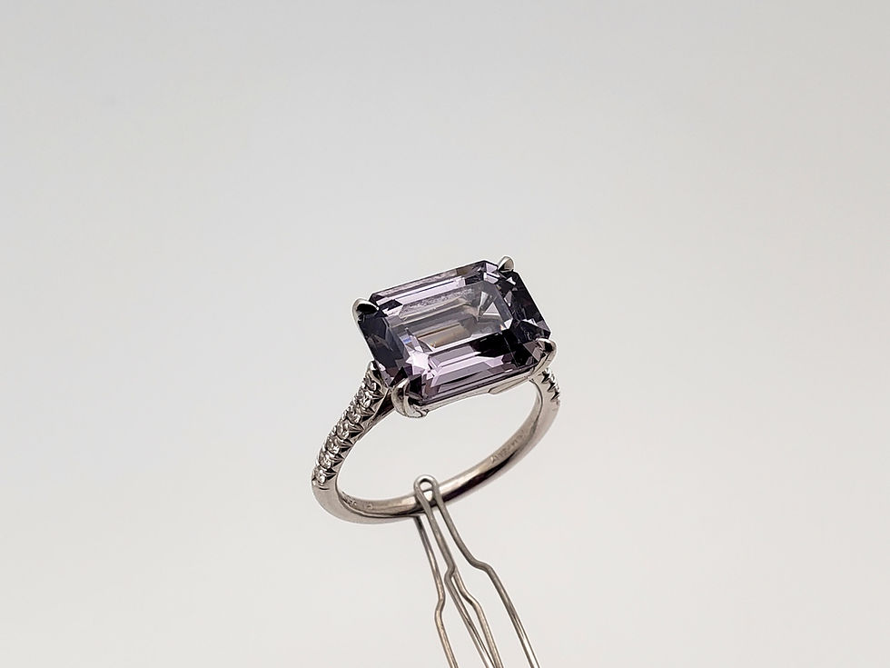 Thumbnail: IGI Certified Irina Ferry 7.29 CT Violet Spinel Diamond Platinum Ring
