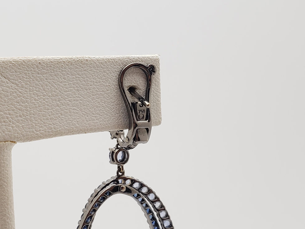Thumbnail: Nam Cho 8.00 CT Blue Sapphire 18K White Black Gold Double Hoop Earrings