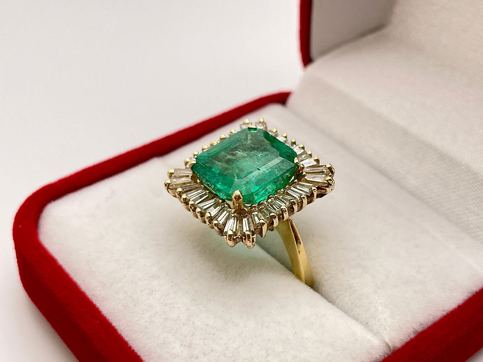 Thumbnail: 8 CT Square Emerald Diamond 18K Yellow Gold Halo Ring