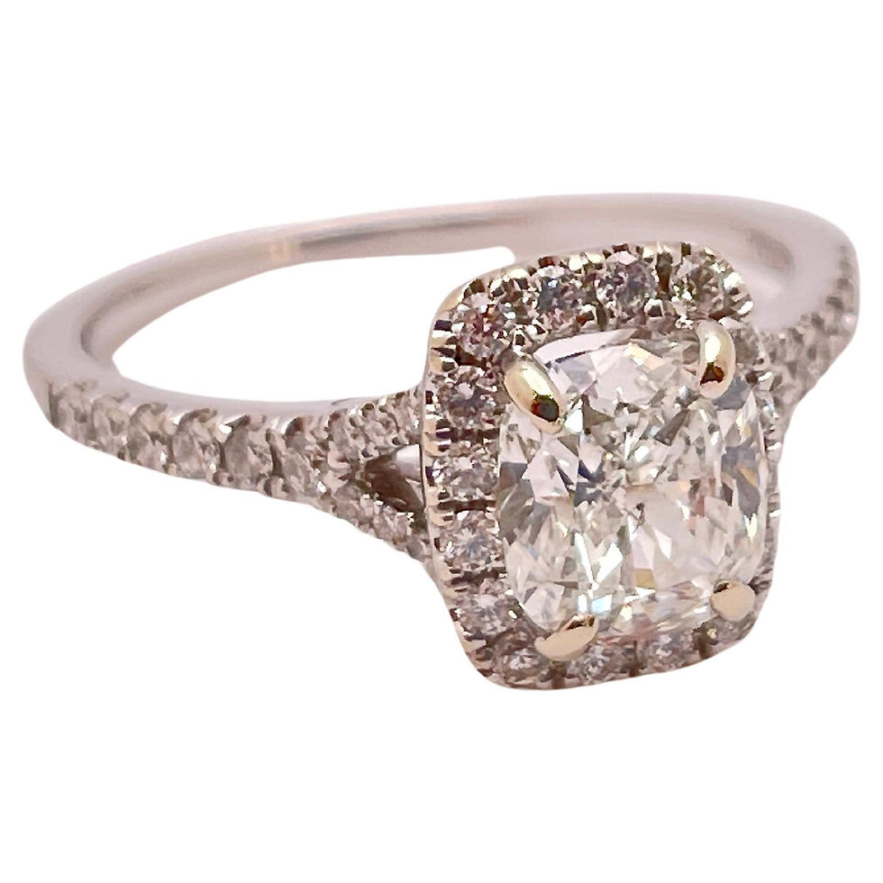 Thumbnail: GIA Certified 1.52 CT Diamond Halo 18K White Gold Ed.B Engagement Ring
