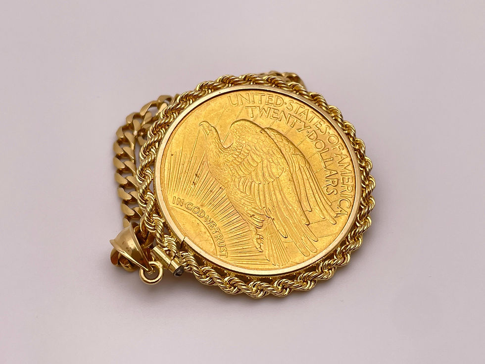 Thumbnail: 1928 $20 Saint Gaudens Double Eagle Gold Coin 18K Yellow Gold Pendant