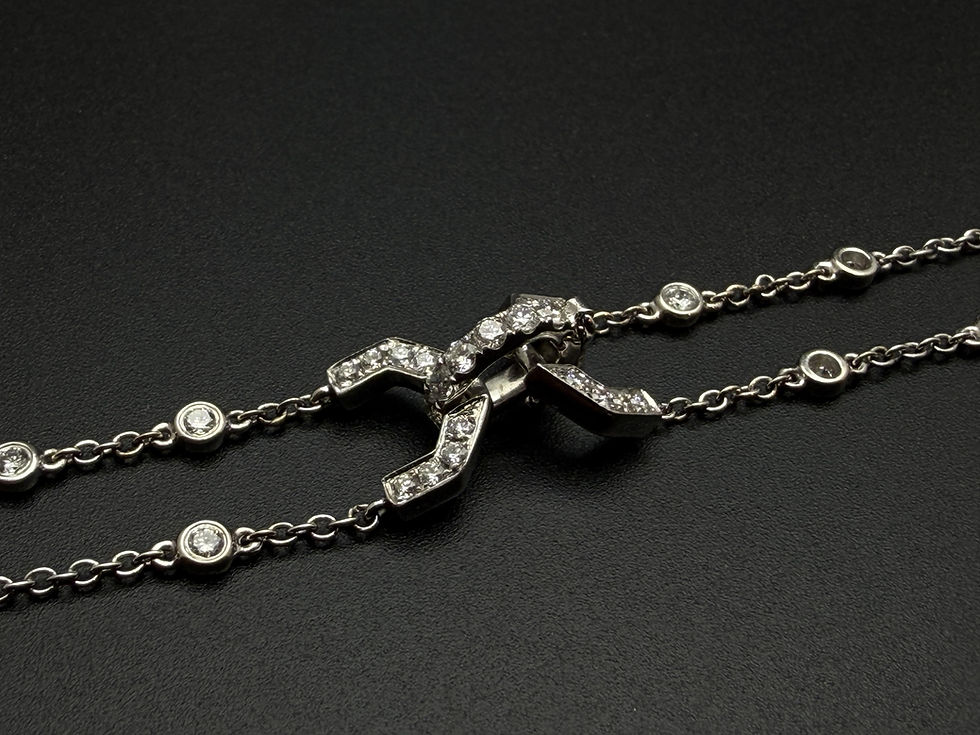 Thumbnail: 1.48 CT Sapphire 11.50 CT Diamond 18K White Gold Compass Rose Necklace