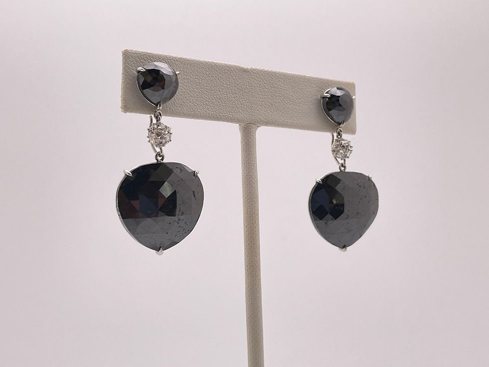 Certified 25 CT Natural Black Diamond 18K White Gold Drop Earrings