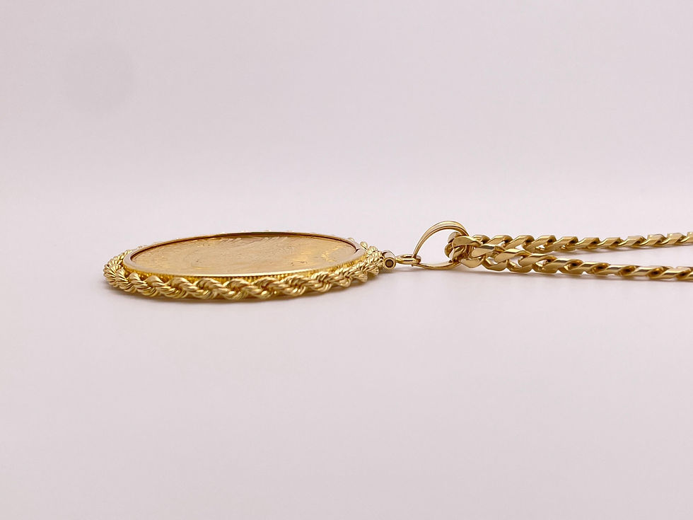 Thumbnail: 1928 $20 Saint Gaudens Double Eagle Gold Coin 18K Yellow Gold Pendant