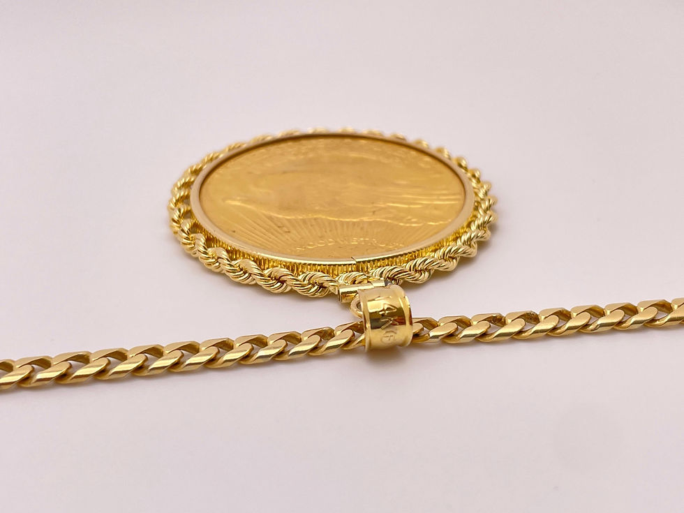 Thumbnail: 1928 $20 Saint Gaudens Double Eagle Gold Coin 18K Yellow Gold Pendant