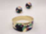 Thumbnail: Picasso Guernica 14K Yellow Gold Diamond Inlay Cuff Bracelet & Earrings Set