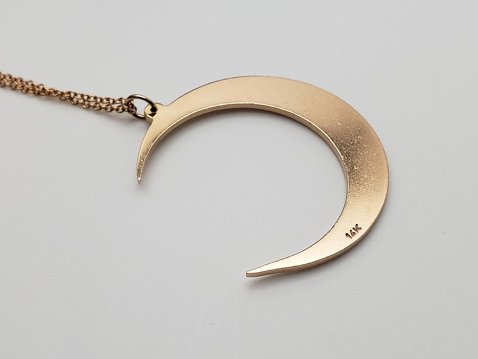Thumbnail: 1.00 CT Champagne Diamond Crescent Moon 14K Rose Gold Necklace