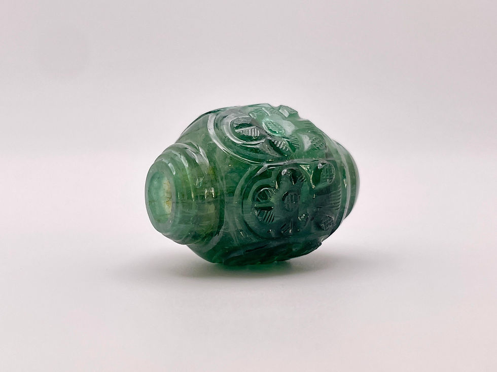 Thumbnail: Antique 185 CT Hand-Carved Natural Emerald Perfume Bottle with Original Box