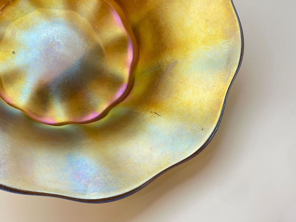 Thumbnail: Louis Comfort Tiffany Favrile Iridescent Gold Glass Bowl Circa 1880s