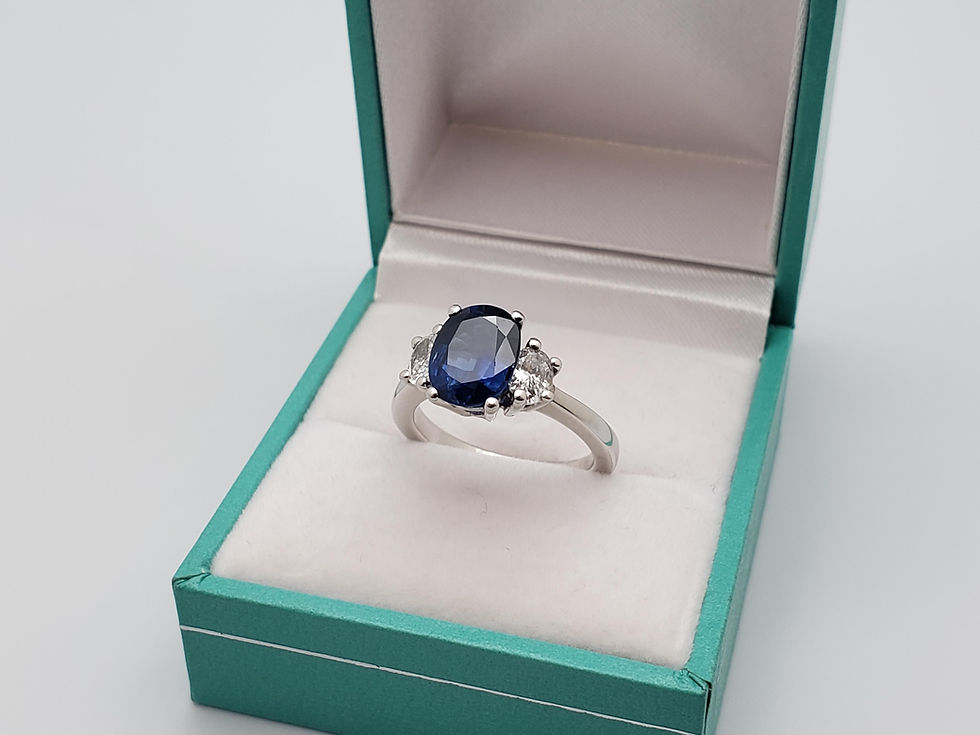 Thumbnail: IGI Certified 2.47 CT Oval Sapphire Diamond Platinum Engagement Ring