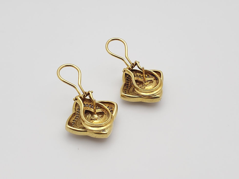 Thumbnail: David Yurman Quatrefoil 18K Yellow Gold Diamond Earrings