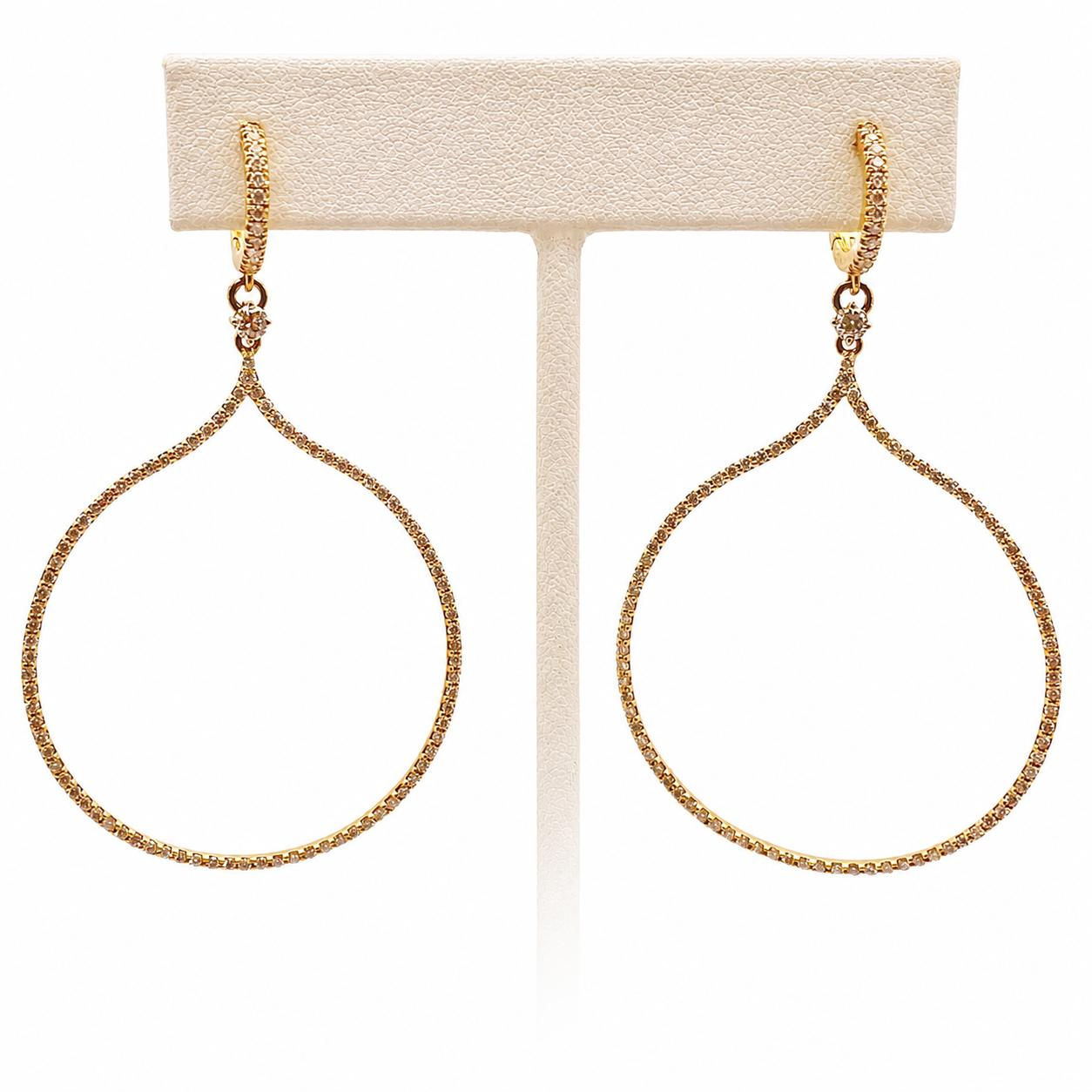 2.50 CT Diamond 14K Yellow Gold Chandelier Hoop Earrings