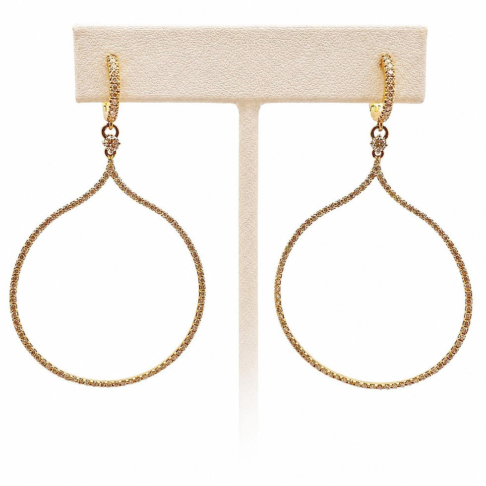 2.50 CT Diamond 14K Yellow Gold Chandelier Hoop Earrings