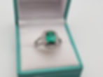1.35 CT Natural Deep Green Emerald Diamond 18K White Gold Engagement Ring