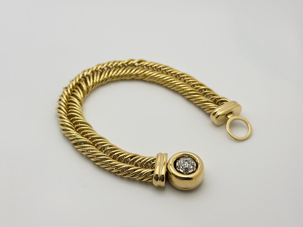 Pomellato 18K Yellow Gold 0.50 CT Diamond Clasp Woven Link Bracelet