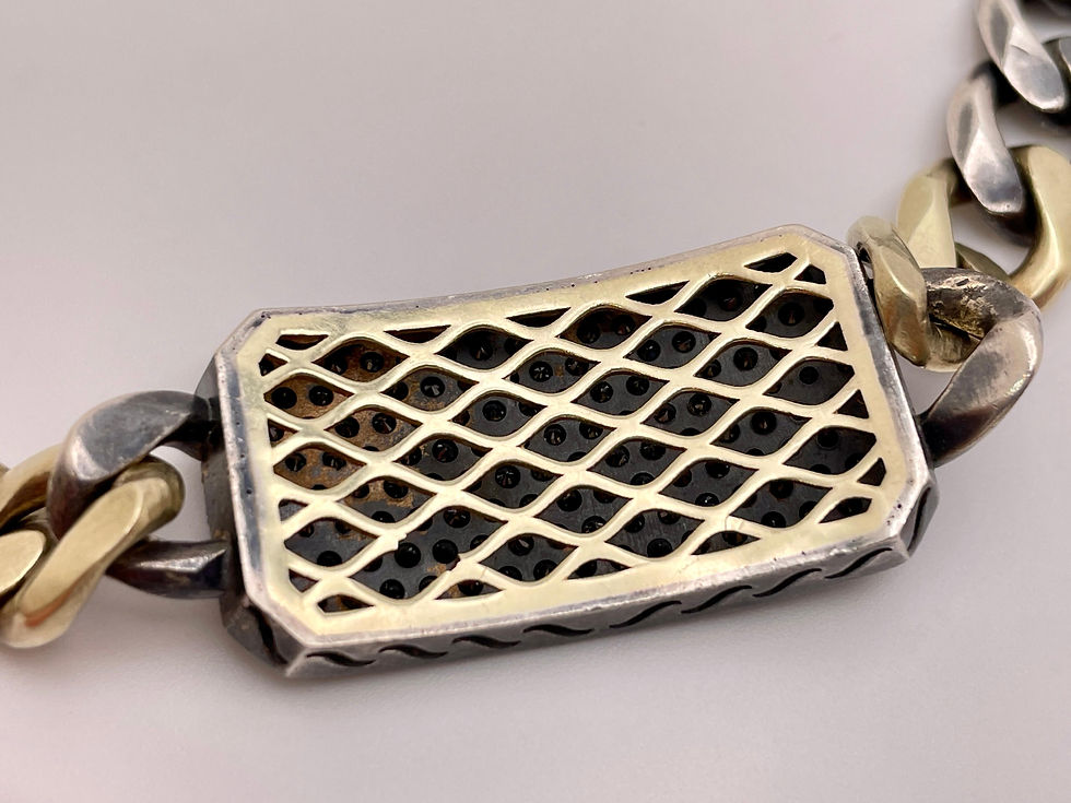 Thumbnail: ZDNY 5 CT Black Diamond 14K Yellow Gold Silver Two Tone Gothic Bracelet
