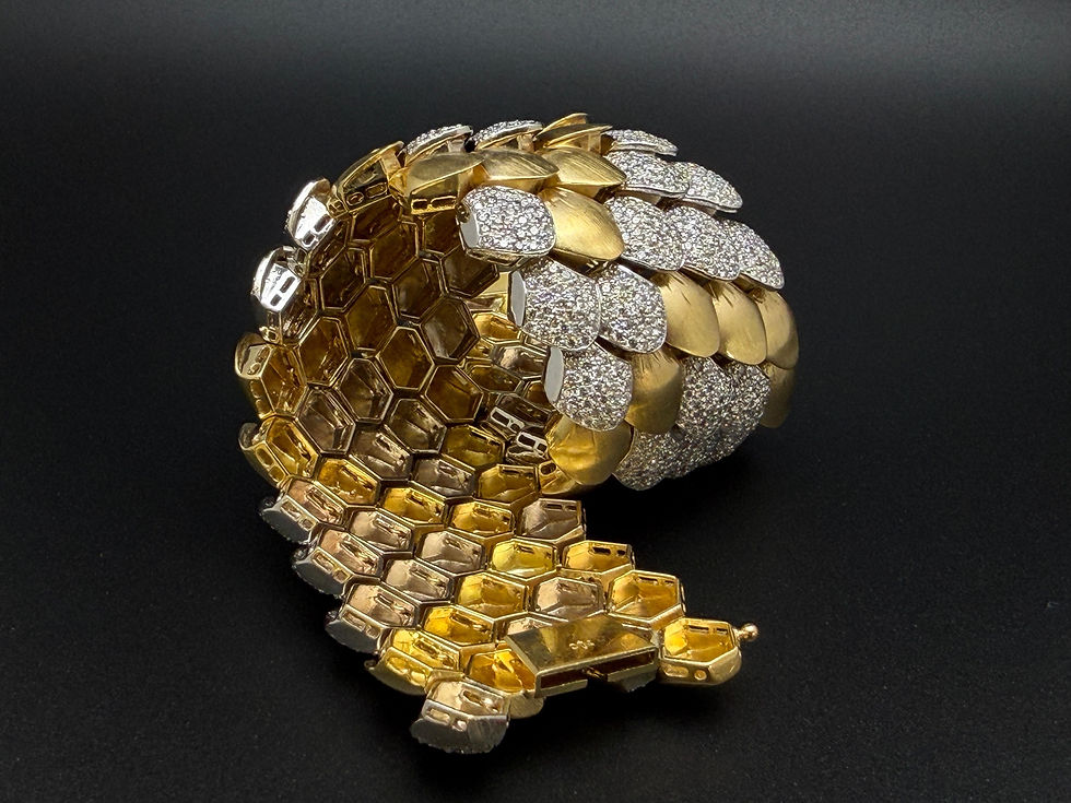 Thumbnail: Paolo Costagli 18K Yellow Gold 15 CT Diamond Snake Skin Scale Bracelet