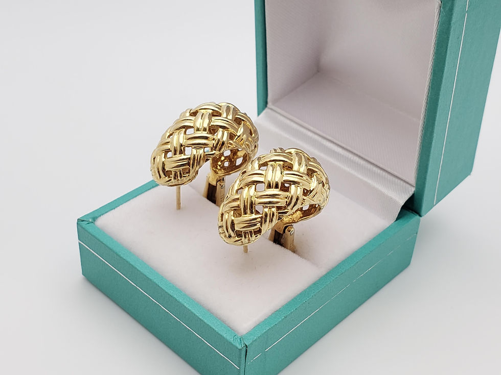 Thumbnail: Jean Vitau 18K Yellow Gold Woven Lever Back Earrings