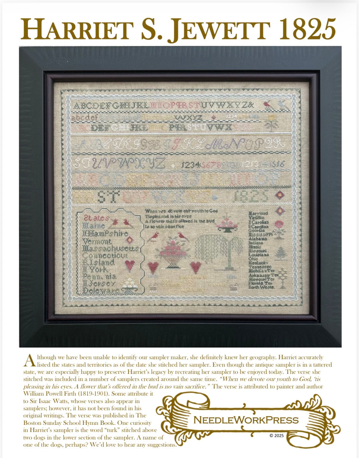 HARRIET S. JEWETT 1825 by NeedleWorkPress