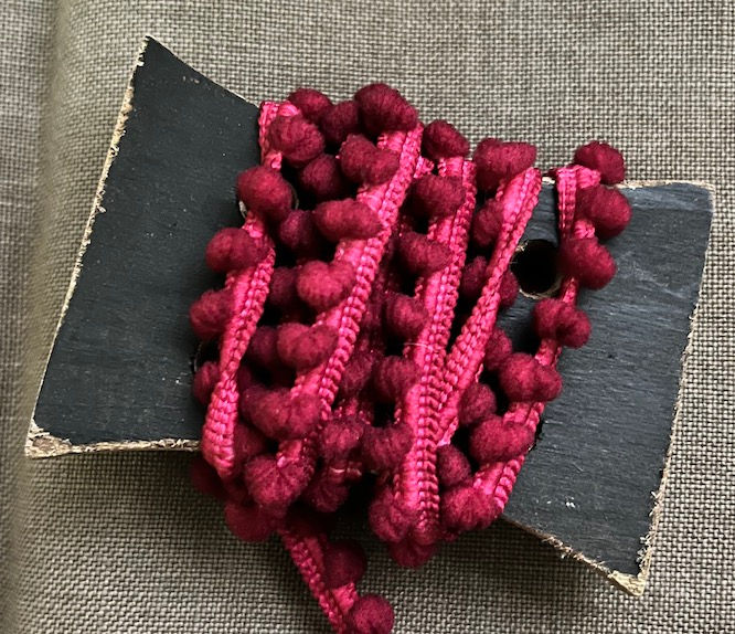 Raspberry Pearls Mini Pom Pom Trim by Dames of the Needle