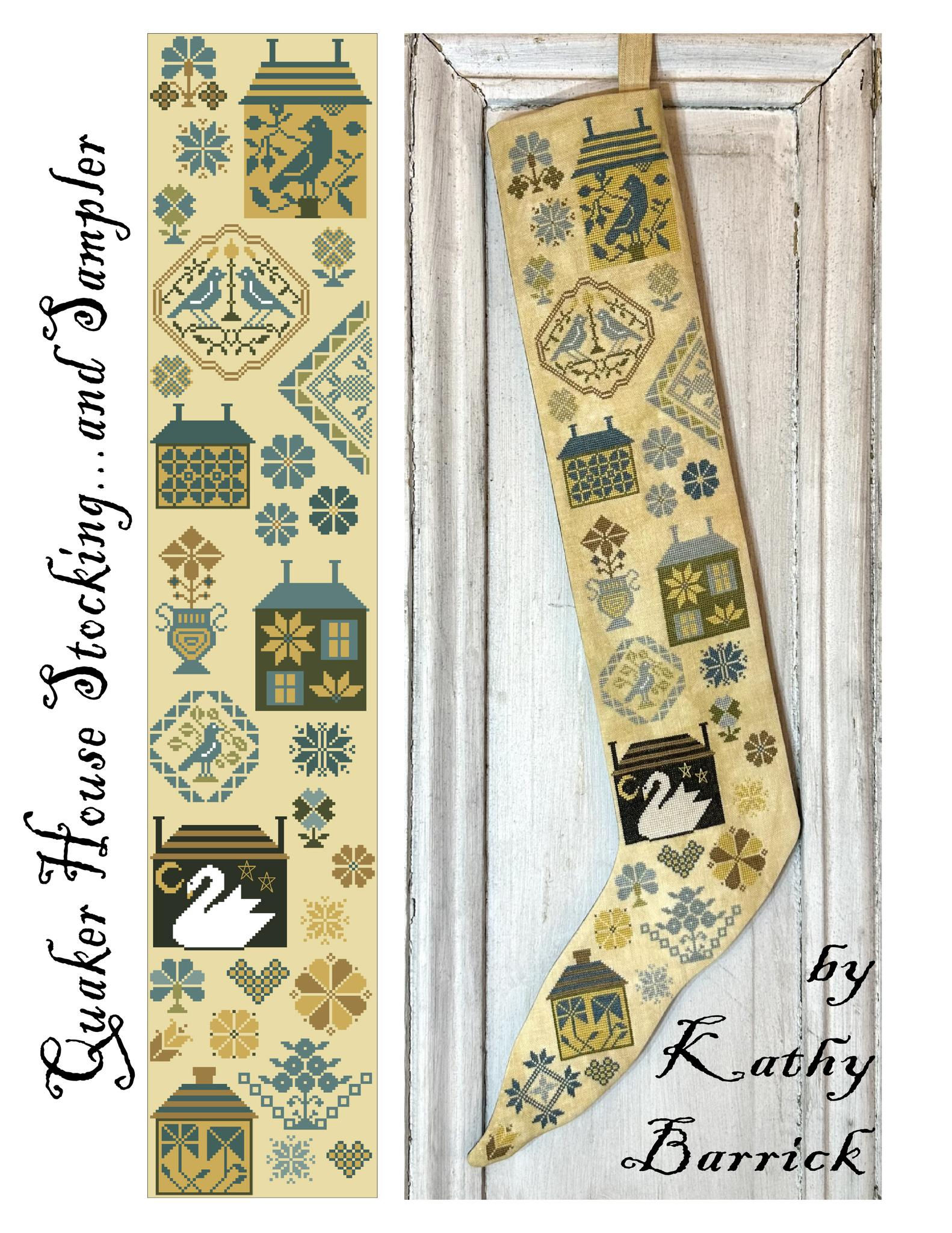 QUAKER HOUSE STOCKING & SAMPLER by Kathy Barrick