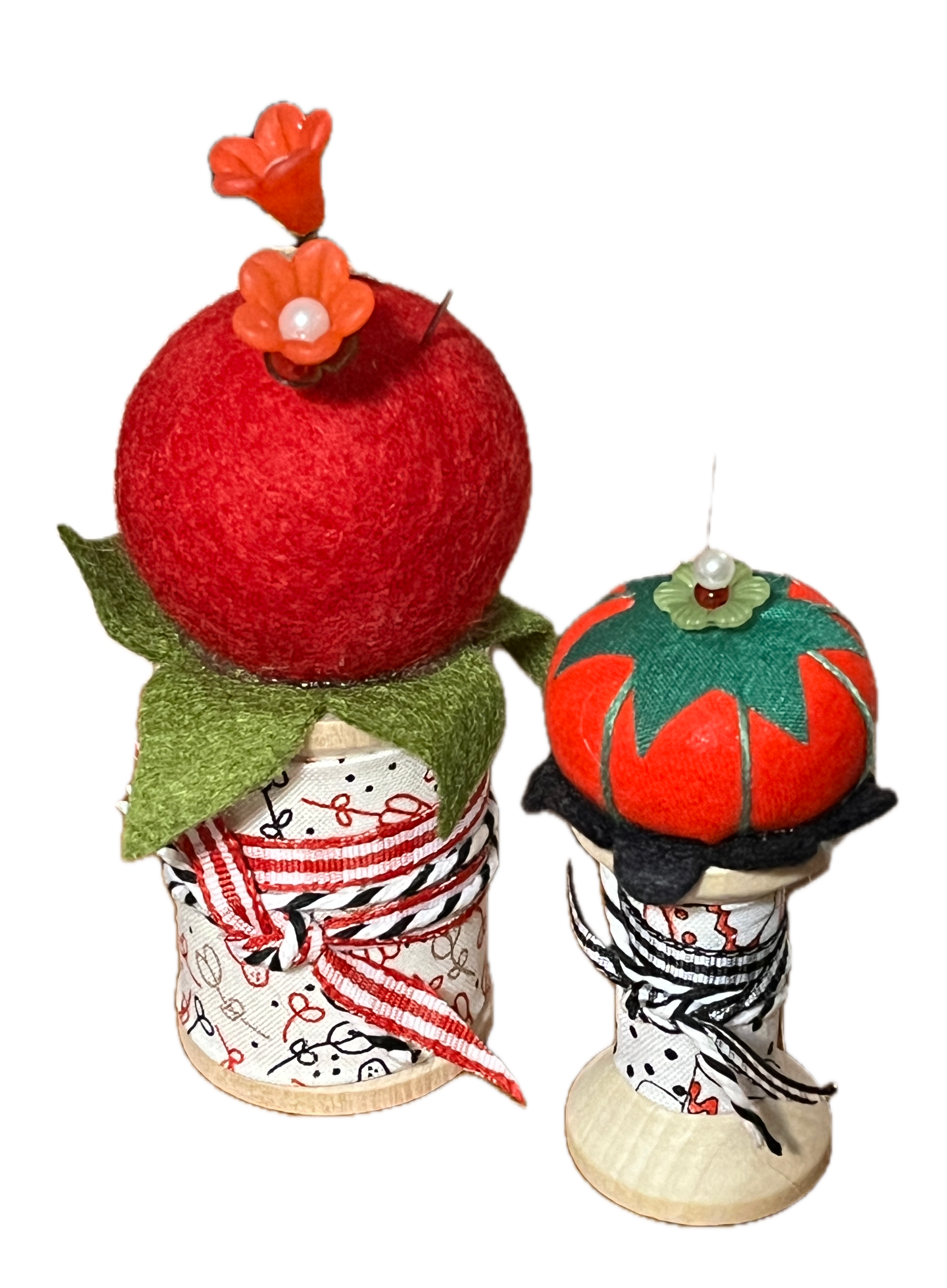 TOMATO PIN SPOOL (CHOOSE FROM TWO) by Lady Dot Creates