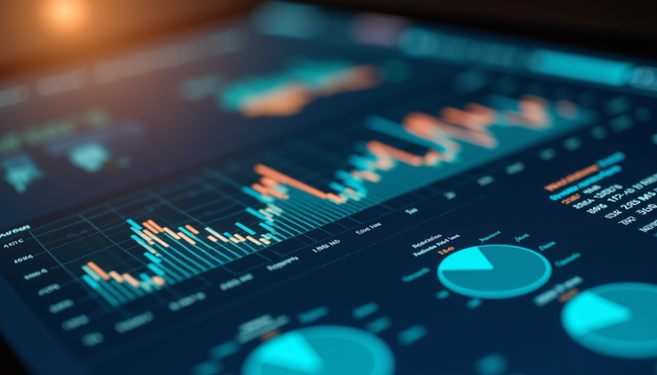 Close-up view of a digital dashboard showing real estate market analytics