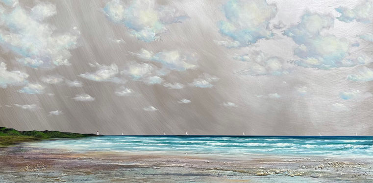 Mixed media painting on aluminium panel