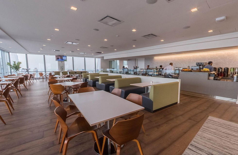 At SAP, the view on the 49th floor is spectacular, which is why elite|studio e placed the coffee bar facing the windows. Not only do the sight lines remain unobstructed, but the concept gets the natural light it deserves.