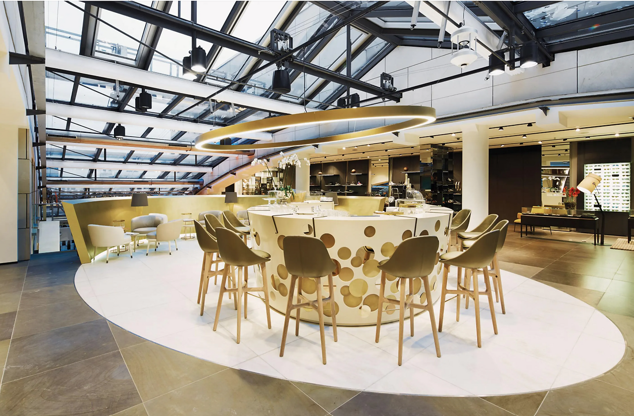 The Champagne Bar in Mannheim, Germany, is reflective of the modern, chic designs found in this city.