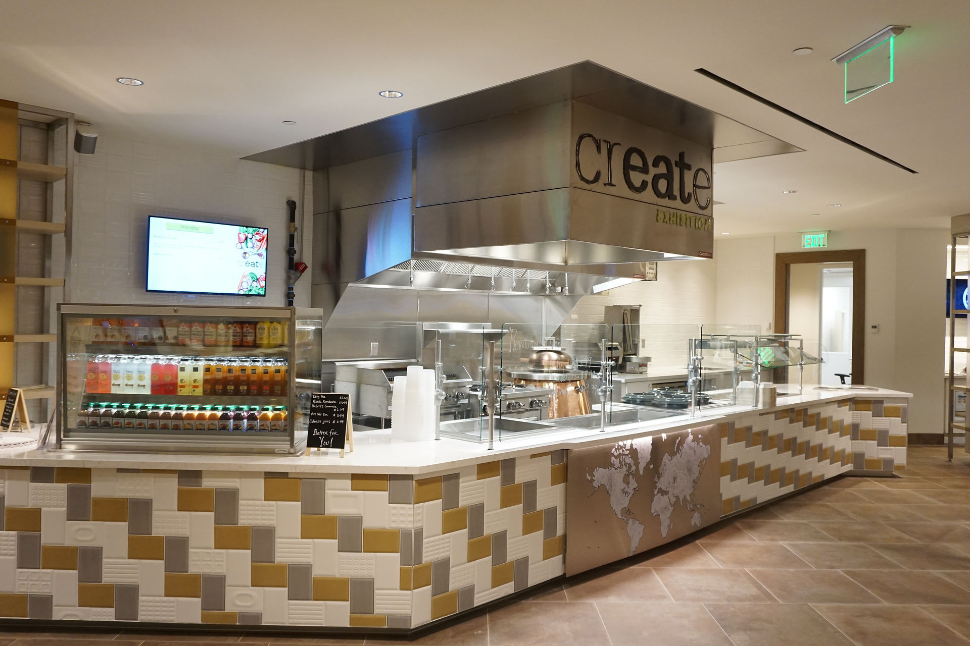 This action station at Marketplace 600 offers a variety of food forward equipment, including a tandoori oven.
