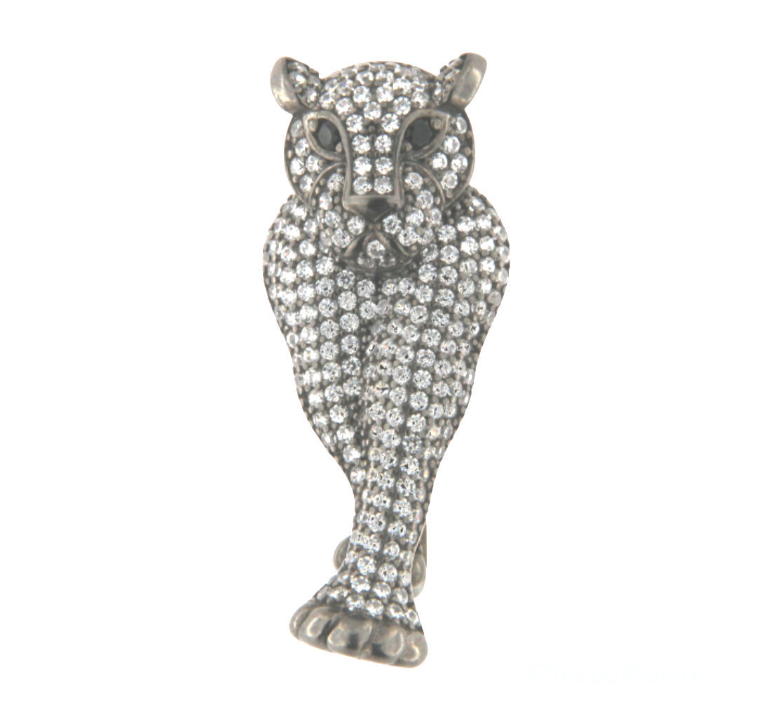 Make Your Jewel - Orecchino Pantera Small Argento Zirconi Bianchì 