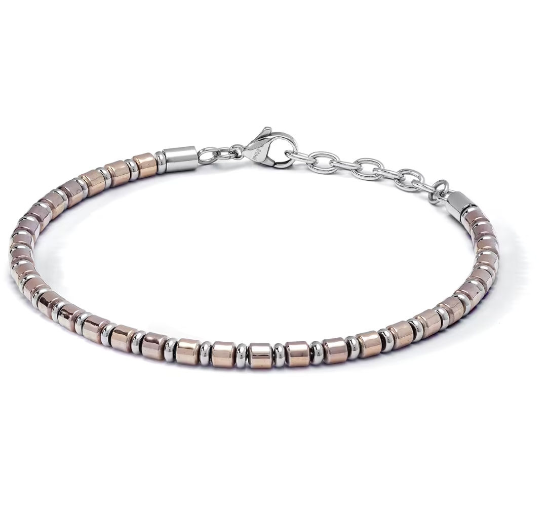 Comete - Bracciale uomo in Acciaio PVD Rosé e Ematite 