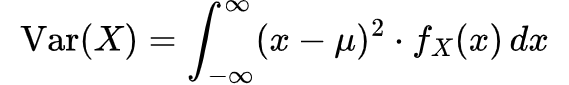 Variance on continuos variable