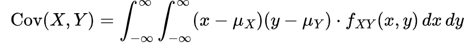 Covariance on continuos variables
