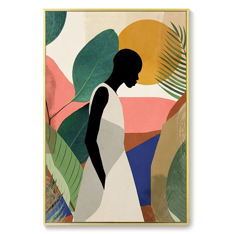 Thumbnail: Geometric Abstract Girl Minimalist Wall Art Canvas Painting 