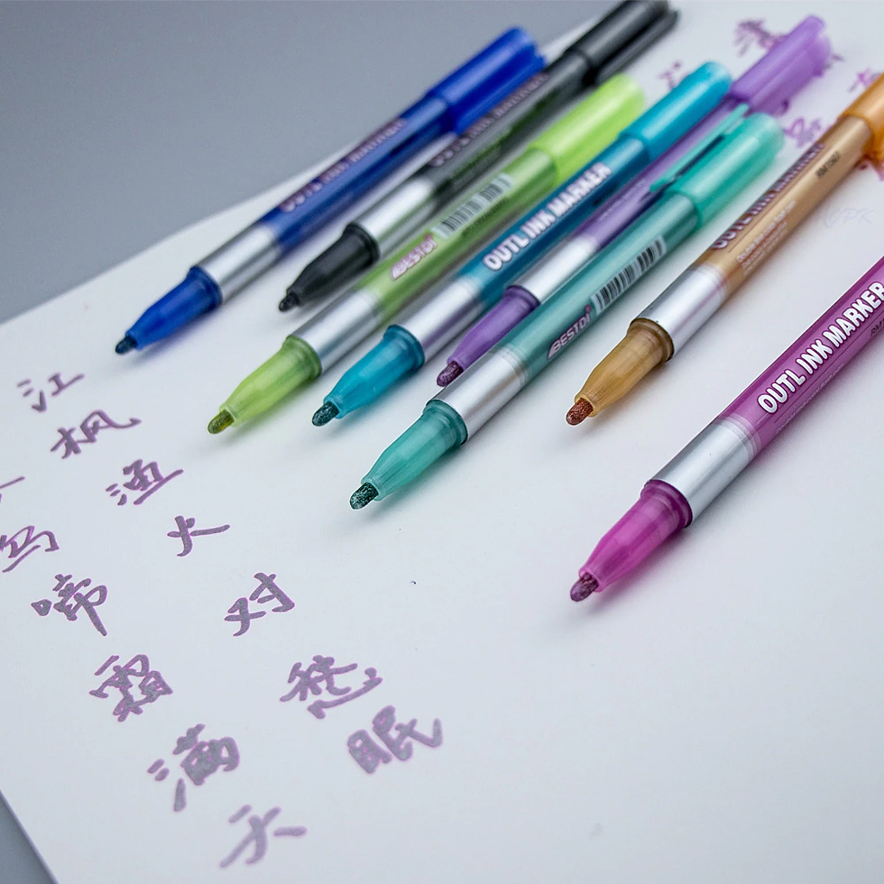 Thumbnail: 8 Color Metallic Double Line Art Markers 