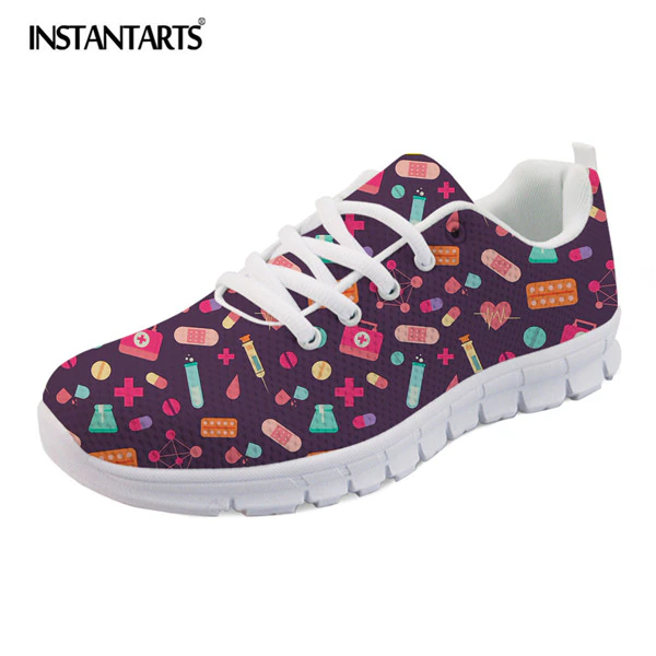 サムネイル： Cute Cartoon Nurse's Printed Sneakers 