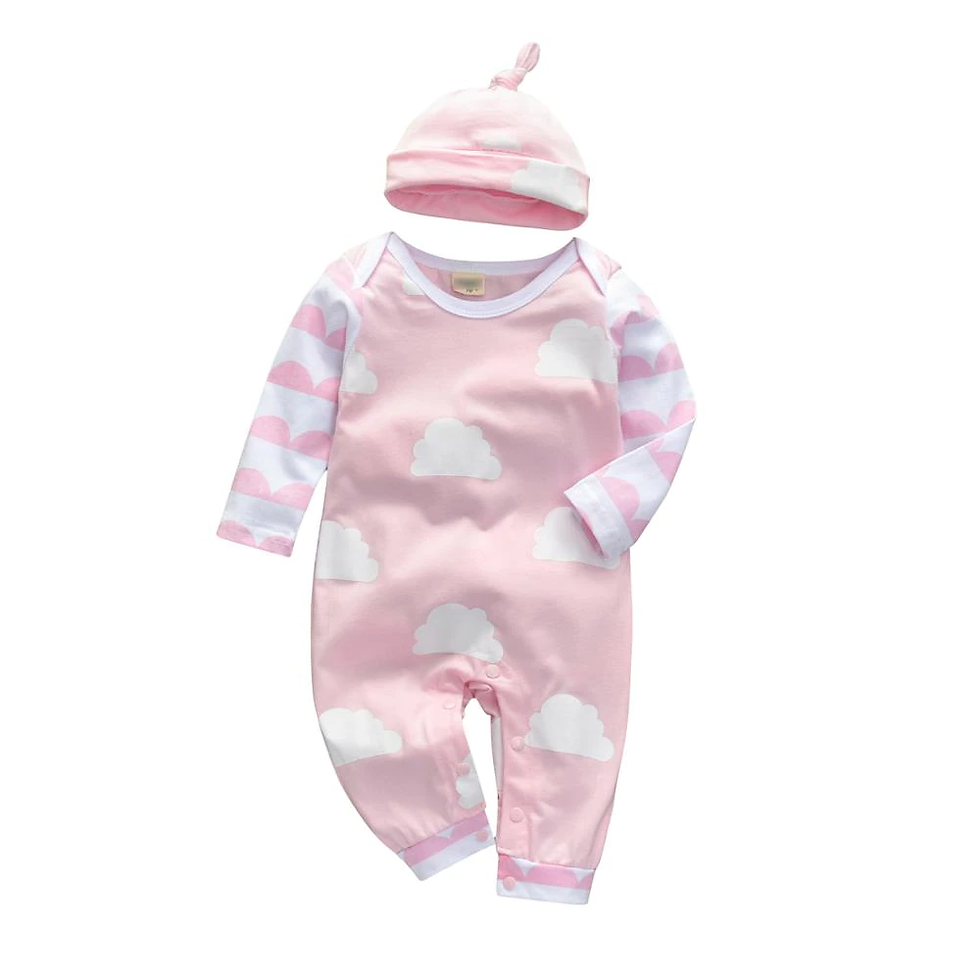Miniatura: 2Pcs Newborn Baby Girls Clothes Set Cotton Hearts Print Infant Long Sleeve