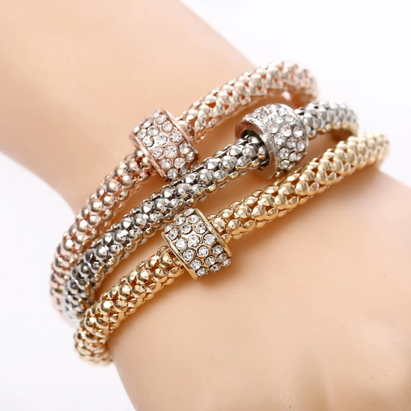 Thumbnail: ZOSHI 3 Pcs/Set Crystal Owl Heart Charm Bracelets & Bangles Gold Alloy Elephant 